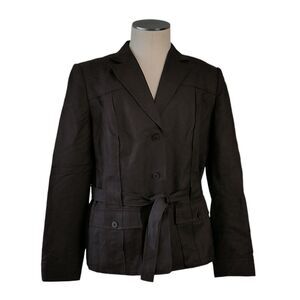 Talbots Sz 18 Women's Safari Blazer Brown Linen Blend Italian Fabric Fully Lined
